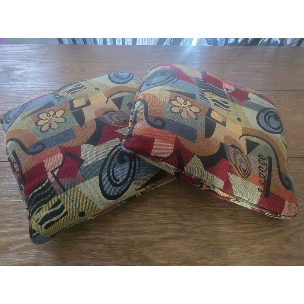GeoFlora Duo: Colorful Abstract Accent Pillows